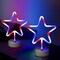 2 Pack 4th of July Decorations Patriotic Lights, LED Neon Star Signs Battery/USB Powered, Red White Blue Lights with Base for Home